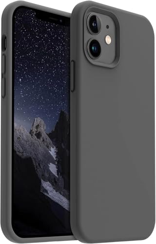 Image of Premium Liquid Silicone Case for iPhone 12 & 12 Pro - Slim Full Body Protective Back Cover with Soft Microfiber Lining, Anti-Slip Grip Scratch Resistant Phone Case(Grey)