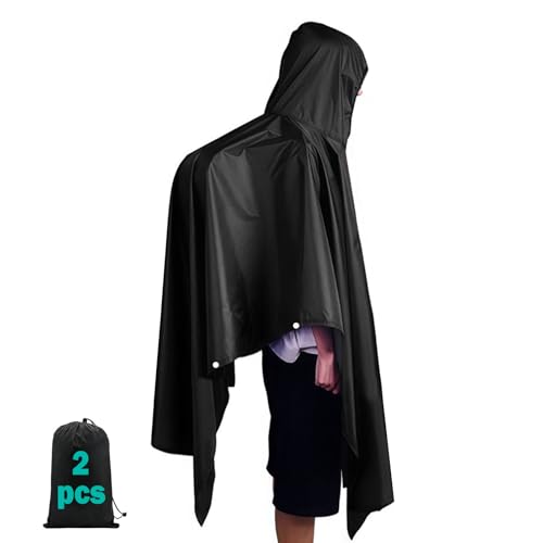 NHTJTHE 2pcs chubasqueros multiusos con bolsa de almacenamiento, poncho impermeable unisex, para bicicleta, al aire libre, camping, senderismo, pesca, 1, L-XL