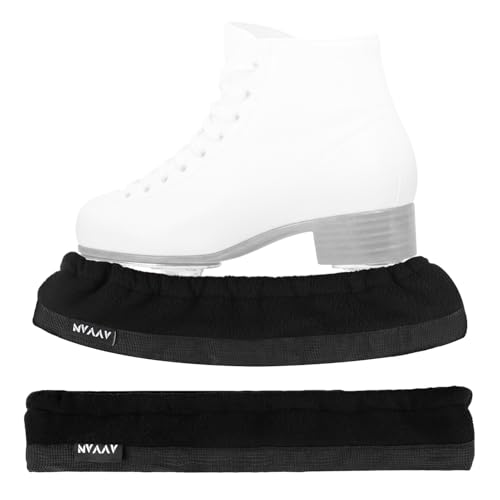 2-PCS Ice Skate Blade Covers with 2' Thickened & Widened Bottom, Cut-Resistant Nylon & Double-Layer Polar Fleece Blades Protector Guards for Hockey Skates, Figure Skates, Ice Skates, Speed Skates, S
