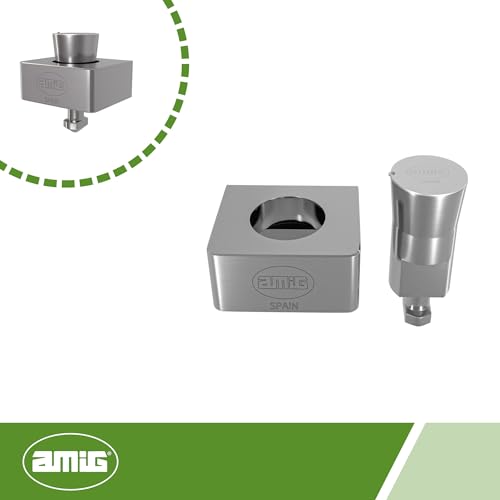 Amig Quadratisches Schloss für Rolltüren, für Schwingtüren, massives Messing und glänzend, Edelstahlschaft und 3 Punktschlüssel, inklusive Schrauben
