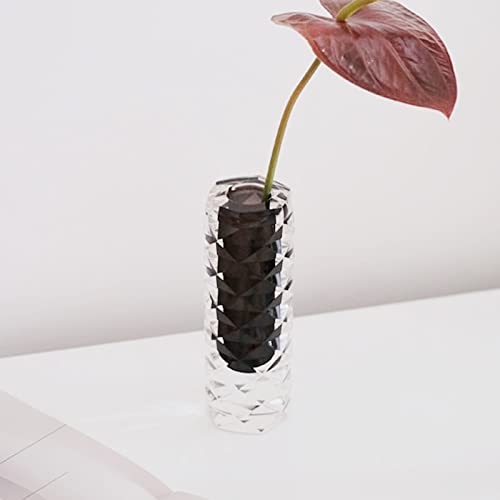 Glass Stern Bud Vase Flower Bottle Petite Faceted Acrylic Vases Minimalist Decoration Art Vase For Floral Arrangements, Decorative Centerpiece,Table Decor,Home Wedding Party (Blue) #TOP2