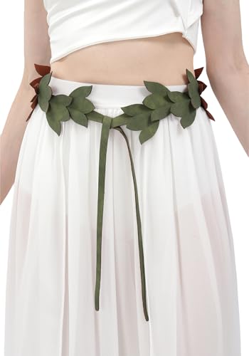 FURPHI Medieval Sash Belt Leaf Faux Leather Renaissance Fairy Style Waistband Costume Accessories2