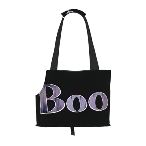 Word Boo On A Black Creepy Gothic Pet Sling Carrier for Small Dog Cats Puppy Portable Tote Bag Pouch for Outdoor Travel Hiking