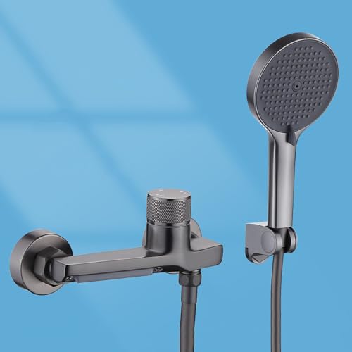 Mitigeur cascade bain-douche mural gris mat avec douchette à main ergonomique - 2