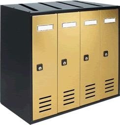 ALUBOX CUBO Cassette Postali Condominiali 4 Posti 38,5X43X25 Cm In Lamiera Zincata Cassetta Postale Condominiale Verticale Da Interno Ed Esterno Protetto (ANTRACITE E SPORTELLI ORO)