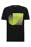 hugo boss shirt damen Standardlänge BOSS Herren Tee 6 T-Shirt aus Baumwoll-Jersey mit Rundhalsausschnitt und saisonalem Artwork Schwarz M