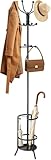 DECLUTTR Coat Rack Freestanding with Umbrella Holder, Heavy Duty Coat Tree Hanger Stand with 12 Hooks, Hat Rack for Entryway Living Room Bedroom, Black, Metal