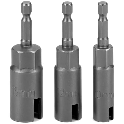 QWORK® 3PCS Nut Driver Tool Set, Power Wing Nut Driver Set, CR-V Steel 1/4 Inch Hex Shank, 10mm,12mm,16mm