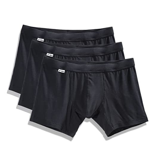 TBó Men's 4-Inch Boxer Brief 3-Pack - Comfortable Viscose Derived from Bamboo Underwear Breathable Microfiber
