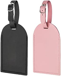 Luggage Tags, 2 Packs Leather Baggage Tags for Suitcases ,Travel Labels Tag Holder Privacy Protection Personalized Bag Labels for Suitcase Tags Luggage Cruise Weatherproof Travel Accessories