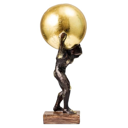 Lukitas Atlas Holding Up World Statue and Sculpture, Struggler Figurine Decor, Ball Lifting Sculpture, Creative Ornament for Office Living Room, Resin 13\'\'