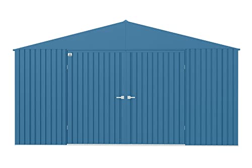 Arrow Shed Elite 14' X 12' Outdoor Lockable Gable Roof Steel Storage Shed Building, Blue Grey #TOP1