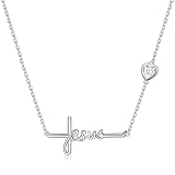 Yearace Collar de cruz de plata de ley 925 con colgante de corazón infinito, amor de Dios, regalo cristiano para mujer, Plata esterlina, Circonita cúbica