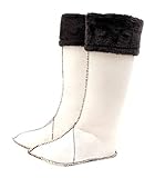 Luckers Women's Tall Fleece Rain Boots Liners (9-10, black/white)