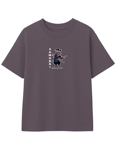 Image of Samurai Warrior Oversized T-Shirt for Kids 4-17 Years | Anime Samurai Front & Back Print | Boys & Girls Cotton Casual Tee