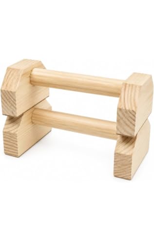 Image of Wooden Push Up Bars for Calisthenics & Handstand Training | Heavy Duty Pine Wood Parallettes for Home Gym Workout | Non-Slip Pushup Handles Set of 2
