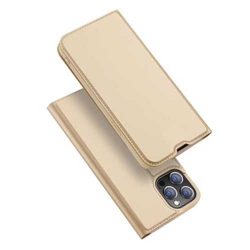 Étui portefeuille ultra-fin en cuir à rabat iPhone 16 Plus 6,7 pouces or, mini housse complète