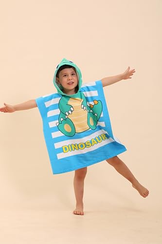 Image of Dinosaur Hooded Towels for Kids, Kids Beach Towels for Boys /Girls, Swimming Towels /Towel Robes /Wearable Towels /Pool Towels for Kids 2-10, Poncho Beach Towels for Kids, Hooded Beach Towels for Toddler
