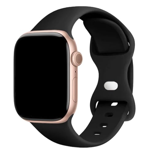 Pulseira Sport Silicone Básica Esportiva Compatível com Apple Watch 38 40 41mm 42 44 45mm (Preto, 38