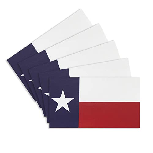 CANTENDO 5Pcs Texas Flag Decal Sticker - Texan Flag Reflective Vinyl Car Stickers - for Car Window Bumper Waterproof Sticker (2.5 x 4.5 Inch)