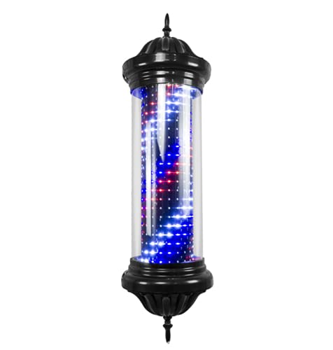 FKHFTI Poste de peluquería al aire libre de 85 cm, luz LED, barra de barbería, peluquería, letrero de peluquería, luz roja, blanca y azul, retro, para montar en la pared