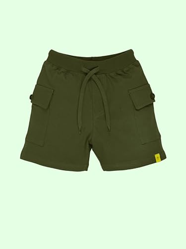 Image of KiddoPanti Boys 100% Cotton Knitted Above Knee Length Basic Cargo Shorts