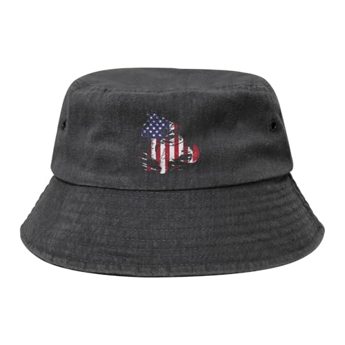 Qauirfe American Flag Snowmobile Fashion Cowboy Denim Fisherman Hat Outdoor Fishing Cap Sun