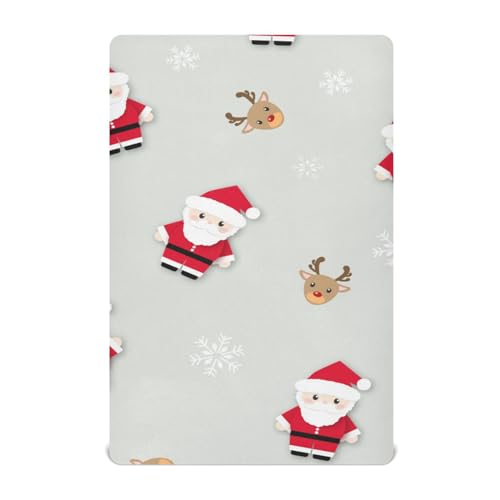 Moudou Christmas Santa Claus Playard Sheet for Boy Girls, Soft Breathable Fitted Toddler Sheet for Standard Playard Bed Mattress, 39 x 27 x 5 Inch