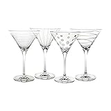 Mikasa Cheers 10-Ounce Martini Glasses, Fun Etched...