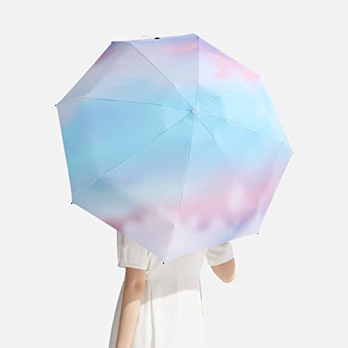 YumSur Mini Travel Sun & Rain Umbrella, Small UV Compact Folding Umbrella with Case 8 Ribs Anti-UV Lightweight Umbrella