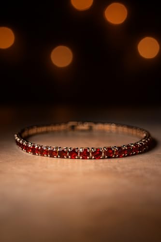 Image of BLACK PEARL Elegant Style Tennis Bracelet with Multicolour Zirconion Stones, Gold and Silver-Toned Bracelet For Women & Girls