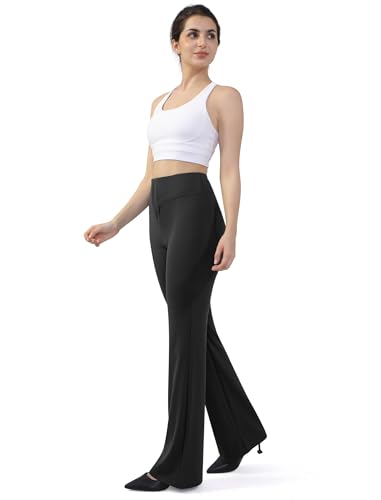 Flare Work Slacks for Women Dress Pants Pull On Stretch Work Pants Business Casual Office Trousers with Pockets2