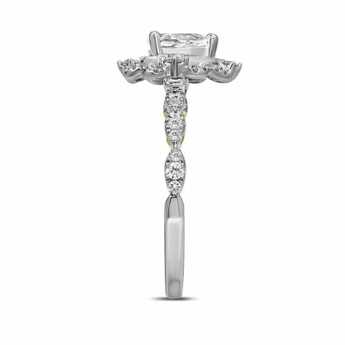 Ritika Pear & Round Cut White Diamond 925 Sterling Silver 14K Two-Tone Gold Over Diamond Vintage Style Teardrop Engagement Ring for Women3