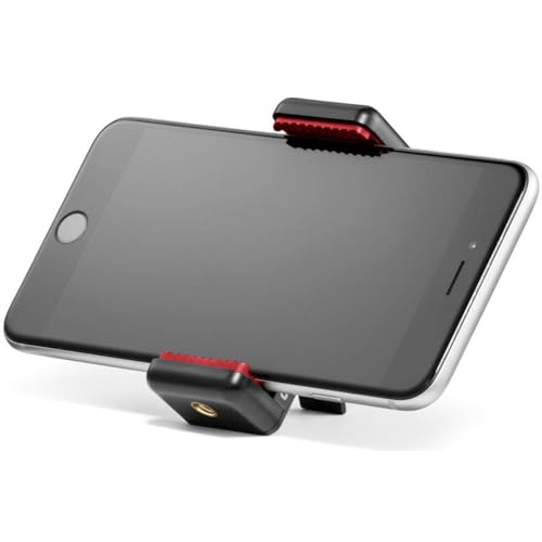 Manfrotto MCLAMP, universelle Smartphone-Halterung mit Gewindeanschlüssen, für iPhones, mit oder ohne Hülle, zusammenklappbar, kompakte Größe, geeignet für Vlogging, Schwarz