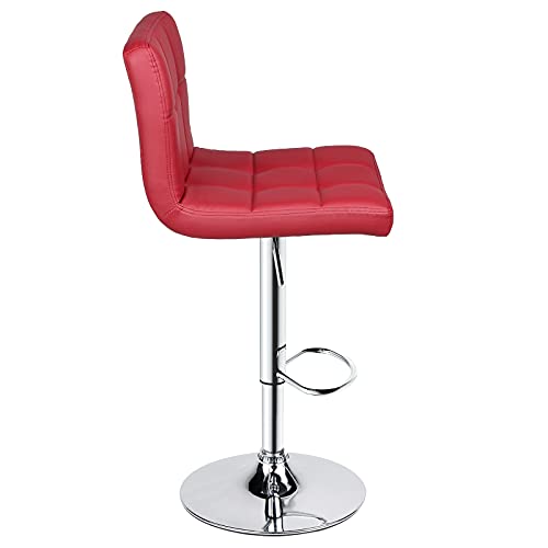 Leopard Bar Stools, Modern Pu Leather Adjustable Swivel Bar Stool With Back, Set Of 2 (Wine Red) #TOP4