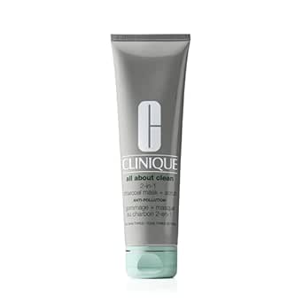 Clinique All About Clean 2-in-1 Charcoal Mask + Clay-Based Scrub, Cleansing Face Mask + Exfoliating Face Scrub For All Skin Types, 100ml