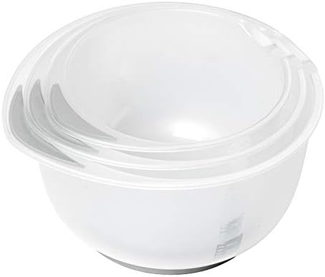 Chef Aid Contain 3 Mixing Bowls, Non-Slip Base, Soft Grip Handle, Microwave and Dishwasher Safe, Compact, Stackable, Ideal for baking and cooking,Off-white, 1.5 Litre, 2 Litre, 2.5 Litre