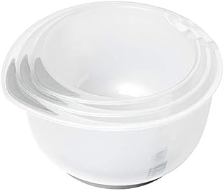 Chef Aid Contain 3 Mixing Bowls, Non-Slip Base, Soft Grip Handle, Microwave and Dishwasher Safe, Compact, Stackable, Ideal for baking and cooking,Off-white, 1.5 Litre, 2 Litre, 2.5 Litre