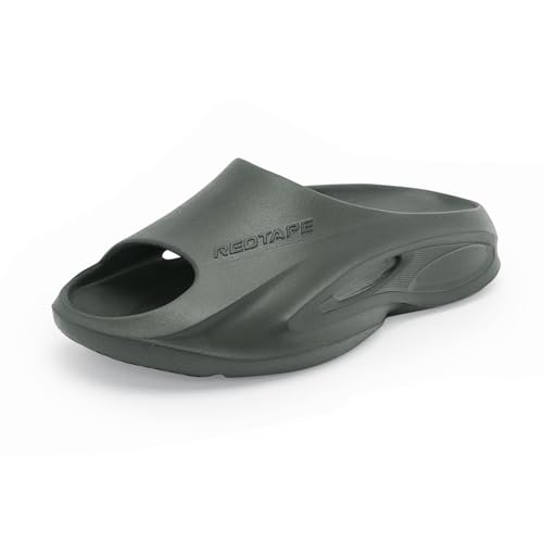 Image of Red Tape Mens Sliders in Green | Casual Pool Sliders