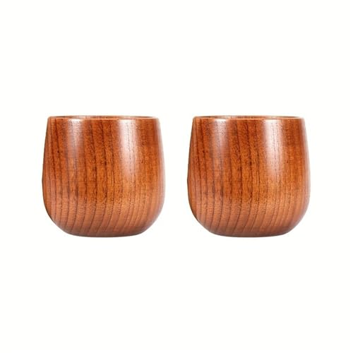 Wuyangcun 2PCS Taza de té de agua de madera sólida natural hecha a mano Durable y elegante 240ml