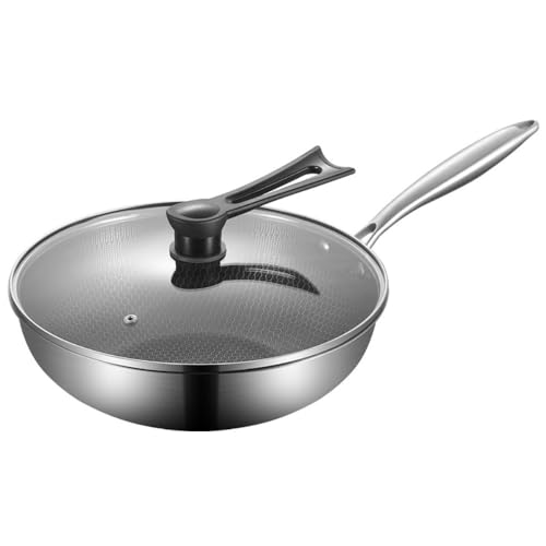Wok con tapa, acero inoxidable antiadherente 13.4 pulgadas miniatura 1