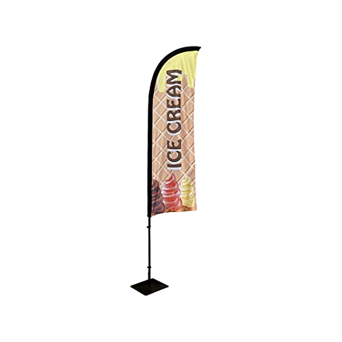 Drapeau publicitaire ICE CREAM complet avec mât et embase lestée