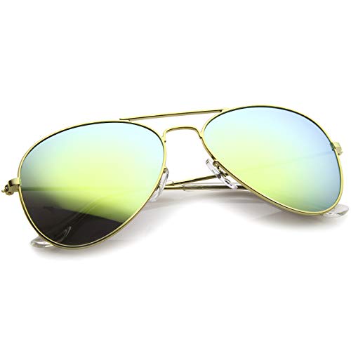 zeroUV Premium Flash Mirror Lens Aviator Sunglasses (Nickel Plated Metal Frame)4