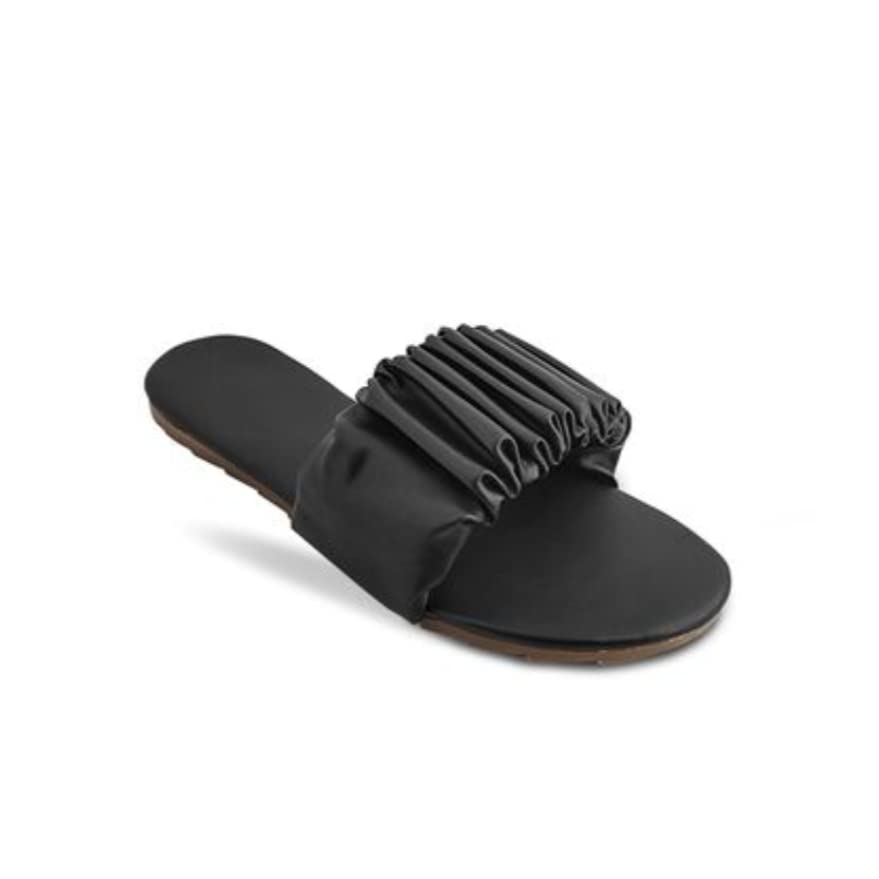 Image of Striped Ruffled Design Fancy Flats Sliders Fashionable Slippers GFor Women