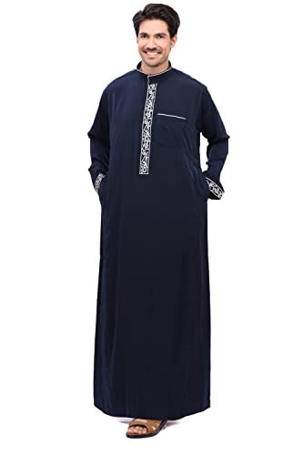 Men Arabic Long Sleeve Pure Color Thobe Kaftan Robe for weddings and Eid thoubs