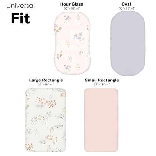 Image of Little Grape Land Bassinet Sheets for Baby Boys Girls 4 Pack (Dew)