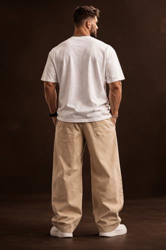 Image of Wear lusso 10 Pocket Cargo Pants for Men | Cotton Twill Fabric | Regular Fit Utility Cargo Trousers | Casual Streetwear Bottomwear