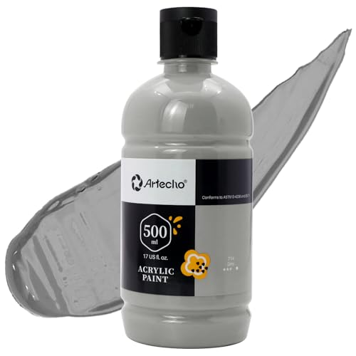 Artecho Grey Acrylic Paint 500ml / 17oz Large Bottle