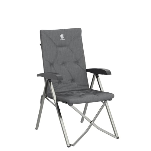 EVER ADVANCED Folding Padded Camping Chair 4 Positon Adjustable Recliner with High Back Support Portable for Adults, 300lbs Weight Capacity, Grey
