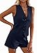 PRETTYGARDEN 2 Piece Sets for Women Spring Fashion 2026 Button Vest Tops High Waist Shorts Summer Business Casual Outfits (Navy Blue,Large)